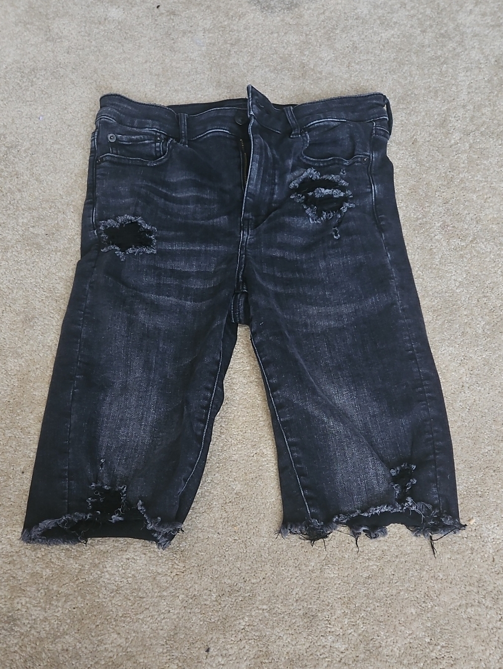 American Eagle Outfitters Black Ripped Biker Jeans